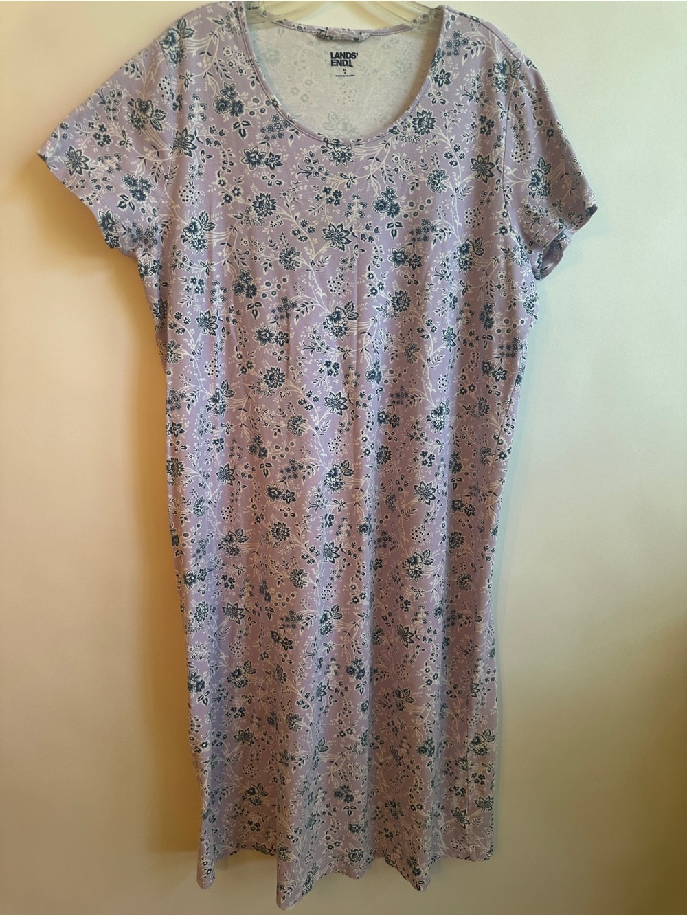 Lands' End Lavender Floral Short-Sleeve Nightgown